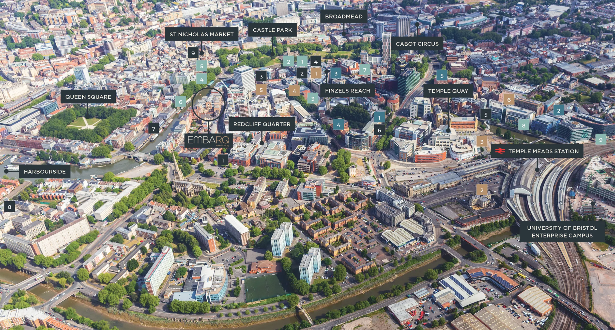 Bristol aerial photograph showing amenites new Embarq, Redcliff Quay.